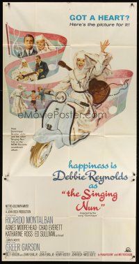 4s796 SINGING NUN 3sh '66 great artwork of Debbie Reynolds with guitar riding Vespa!