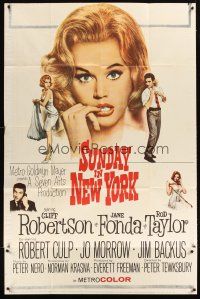 4s819 SUNDAY IN NEW YORK INCOMPLETE 3sh '64 super close up of sexy Jane Fonda,, Rod Taylor!