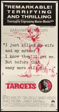 4s825 TARGETS 3sh '68 Peter Bogdanovich, cool art of sniper Tim O'Kelly with rifle!