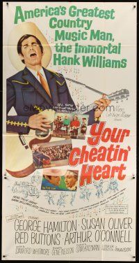 4s884 YOUR CHEATIN' HEART 3sh '64 great image of George Hamilton as Hank Williams with guitar!