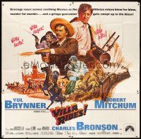 4s313 VILLA RIDES 6sh '68 art of Yul Brynner as Pancho & Robert Mitchum, Sam Peckinpah