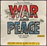 4s314 WAR & PEACE 6sh R63 art of Audrey Hepburn, Henry Fonda & Mel Ferrer, Leo Tolstoy epic!
