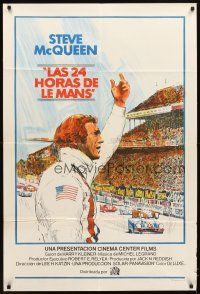 4s174 LE MANS Argentinean '71 art of race car driver Steve McQueen waving at fans!