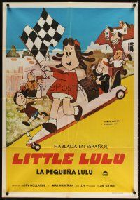 4s176 LITTLE LULU Argentinean '70s great cartoon art of the gang & soap box car!