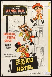 4s197 ROOM SERVICE Argentinean R60s Lucille Ball, cool Hirschfeld-like art of The Marx Brothers!