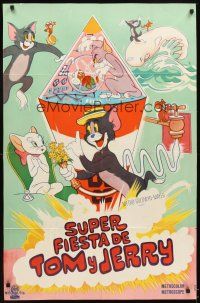 4s204 SUPER FIESTA DE TOM Y JERRY Argentinean '60s cool artwork of classic cat & mouse!