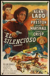 4s220 WHISPERING SMITH Argentinean '49 different close-up artwork of cowboy Alan Ladd!