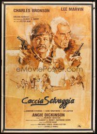 4s364 DEATH HUNT Italian 1p '81 artwork of Charles Bronson & Lee Marvin with guns by John Solie!