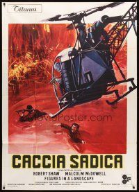 4s382 FIGURES IN A LANDSCAPE Italian 1p '70 Joseph Losey, cool different helicopter artwork!