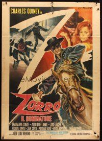 4s421 LA ULTIMA AVENTURA DEL ZORRO Italian 1p '69 cool art of the masked hero by Ezio Tarantelli!