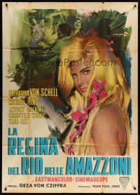 4s422 LANA QUEEN OF THE AMAZONS Italian 1p '65 art of sexy Catherine Schell by Angelo Cesselon!