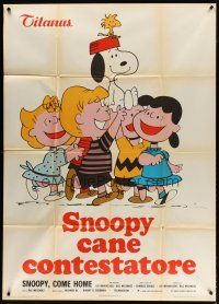 4s491 SNOOPY COME HOME Italian 1p '72 Schulz, Peanuts, Charlie Brown, different art of Snoopy!
