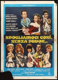 4s495 SPOGLIAMOCI COSI SENZA PUDOR Italian 1p '76 wacky cartoon art of half-haked Andress & stars!