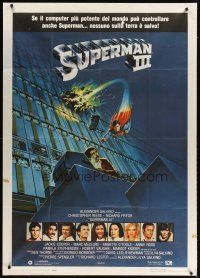 4s503 SUPERMAN III Italian 1p '83 art of Christopher Reeve flying with Richard Pryor by L. Salk!
