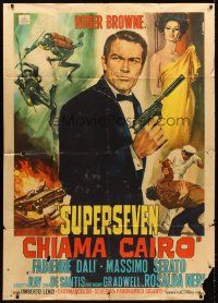 4s504 SUPERSEVEN CHIAMA CAIRO Italian 1p '65 Umberto Lenzi, art of spy Roger Browne by Casaro!