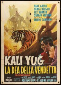 4s528 VENGEANCE OF KALI Italian 1p '63 art of snarling tiger, elephants & top stars by Martinati!