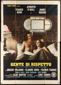 4s049 FLOWER IN HIS MOUTH Italian 2p '75 Gente di rispetto, Franco Nero & Jennifer O'Neill in bed!