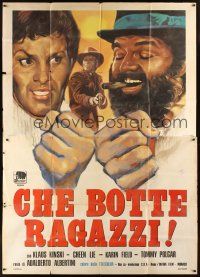 4s081 RETURN OF SHANGHAI JOE Italian 2p '74 Klaus Kinski, Cheen Lie, wacky spaghetti western art!