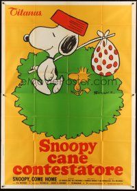 4s089 SNOOPY COME HOME Italian 2p '72 different Charles M. Schulz art of Snoopy & Woodstock!