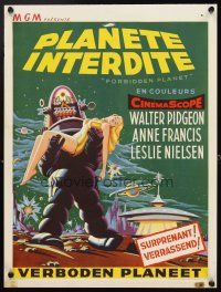 4t297 FORBIDDEN PLANET Belgian '56 great artwork of Robby the Robot carrying Anne Francis!