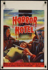 4t302 HORROR HOTEL Belgian '64 creepy artwork of human sacrifice, English horror!