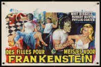 4t305 I WAS A TEENAGE FRANKENSTEIN Belgian '57 wonderful art of monster + holding sexy girl!