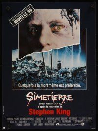 4t457 PET SEMATARY French 15x21 '90 Stephen King's best selling thriller, cool graveyard image!
