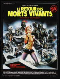 4t461 RETURN OF THE LIVING DEAD French 15x21 '84 Landi art of zombies & sexy girl in cemetery!