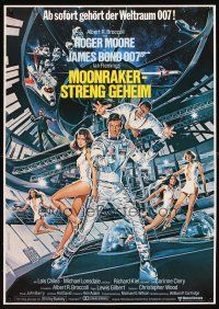 4t220 MOONRAKER German '79 art of Roger Moore as James Bond & sexy Lois Chiles by Goozee!