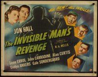 4t053 INVISIBLE MAN'S REVENGE 1/2sh '44 Universal, Jon Hall, H.G. Wells, cool silhouette image!
