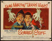 4t072 SCARED STIFF 1/2sh '53 wacky artwork of terrified Dean Martin & Jerry Lewis!