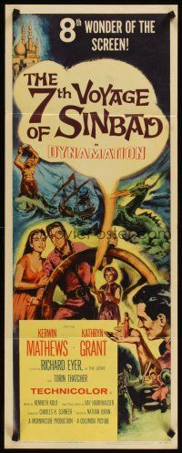 4t082 7th VOYAGE OF SINBAD insert '58 Kerwin Mathews, Ray Harryhausen fantasy classic!