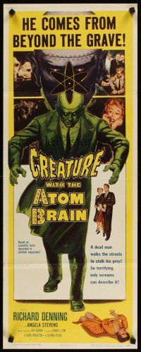 4t096 CREATURE WITH THE ATOM BRAIN insert '55 cool sci-fi art of dead man stalking his prey!