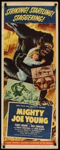 4t118 MIGHTY JOE YOUNG insert '49 first Ray Harryhausen, art of the giant ape saving girl!