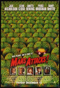 4t171 MARS ATTACKS! advance DS 1sh '96 directed Tim Burton, great image of alien brains!