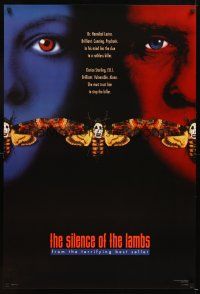 4t185 SILENCE OF THE LAMBS style C teaser 1sh '90 Foster & Hopkins both w/ moths over mouths!