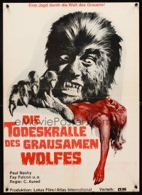 4t215 CURSE OF THE DEVIL German 19x27 '74 retorno de Walpurgis, great werewolf close up!