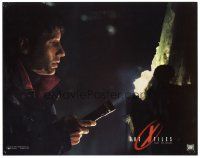 4w356 X-FILES color 11x14 still '98 great close up of David Duchovny with flashlight!