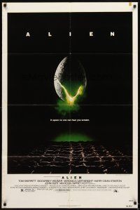 4w492 ALIEN w/COA 1sh '79 Ridley Scott outer space sci-fi classic, cool hatching egg image!