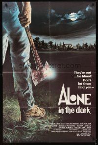 4w495 ALONE IN THE DARK 1sh '82 great D.F. Henderson axe murderer horror art!