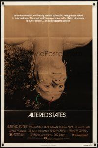 4w496 ALTERED STATES w/COA 1sh '80 William Hurt, Paddy Chayefsky, Ken Russell, sci-fi horror!