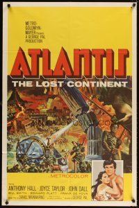 4w500 ATLANTIS THE LOST CONTINENT 1sh '61 George Pal underwater sci-fi, cool fantasy art by Smith!