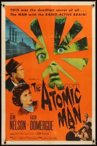 4w502 ATOMIC MAN 1sh '56 wacky image of the man they called the Human Bomb, plus Faith Domergue!