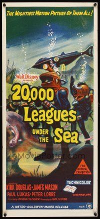 4w927 20,000 LEAGUES UNDER THE SEA Aust daybill R60s Jules Verne classic, art of deep sea divers!