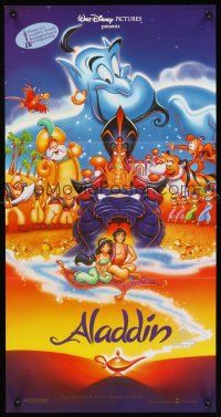 4w930 ALADDIN Aust daybill '93 classic Walt Disney Arabian fantasy cartoon, image of entire cast!