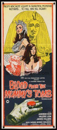 4w939 BLOOD FROM THE MUMMY'S TOMB Aust daybill '72 AIP, art of sexy women & severed hand!