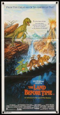 4w973 LAND BEFORE TIME Aust daybill '88 Steven Spielberg, George Lucas, Don Bluth, cartoon!