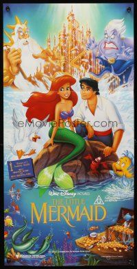 4w974 LITTLE MERMAID Aust daybill '89 great image of Ariel & cast, Disney underwater cartoon!