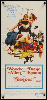 4w987 SLEEPER Aust daybill '74 Woody Allen, Diane Keaton, wacky futuristic sci-fi comedy!