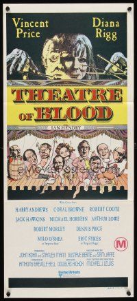 4w993 THEATRE OF BLOOD Aust daybill '73 great art of puppet masters Vincent Price & Diana Rigg!